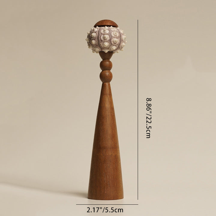 Moderne Art Deco Wiederaufladbare Holz Natürliche Seeigel Säulen Kugel LED Tischlampe Für Wohnzimmer 