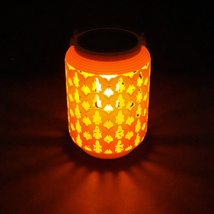 Traditional Chinese Solar Waterproof ABS Hemp Rope Cylinder Hollowed Lantern LED Outdoor Light Landscape Lighting For Garden