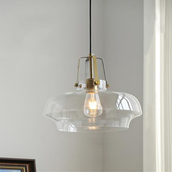 Modern Transitional Hardware Glass Round 1-Light Pendant Light For Dining Room