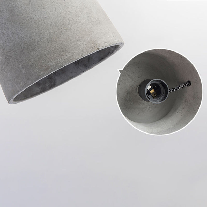 Cylindre Torsadé en Ciment, Fer et Ficelle Industrielle Contemporaine 1-Lumière Suspension pour Salle à Manger 