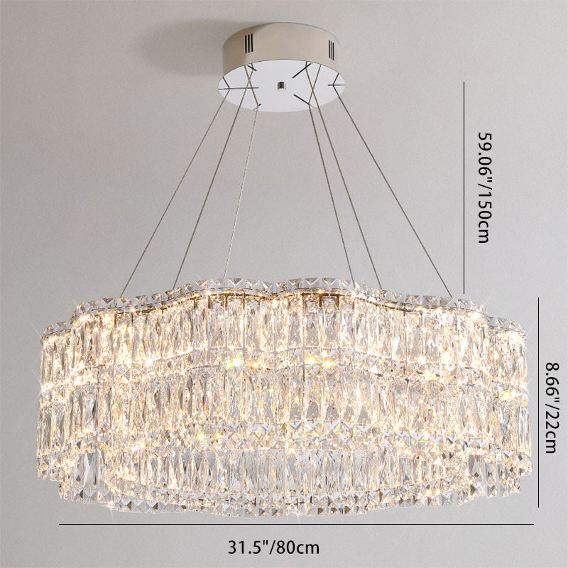 Lustres LED modernes en acier inoxydable de luxe avec cristal rond en forme de fleur pour salon 