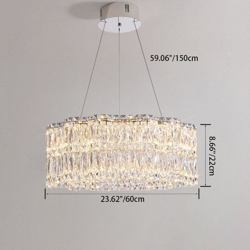Lustres LED modernes en acier inoxydable de luxe avec cristal rond en forme de fleur pour salon 