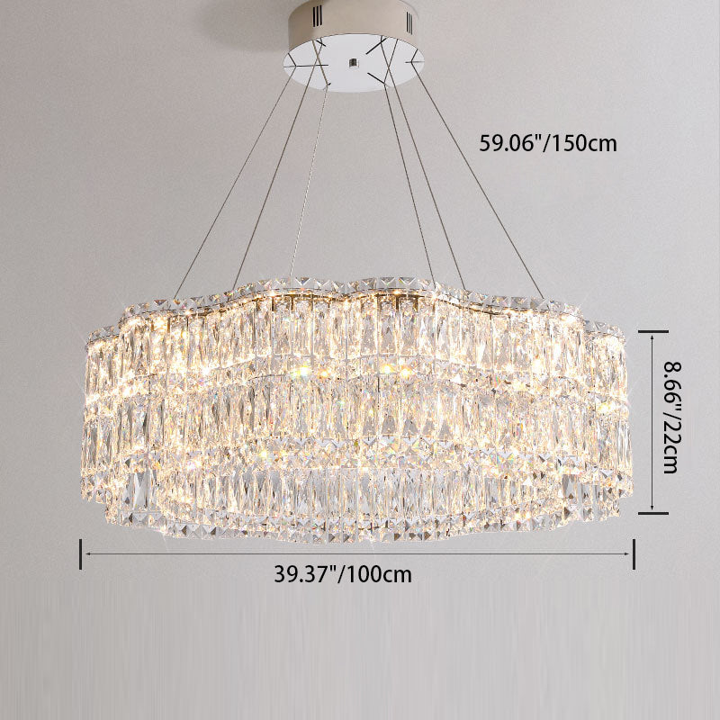 Lustres LED modernes en acier inoxydable de luxe avec cristal rond en forme de fleur pour salon 