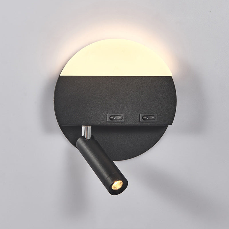 Moderne Einfachheit Eisen Aluminium Acryl Rund Quadrat Spotlight LED Wandleuchte für das Bett 