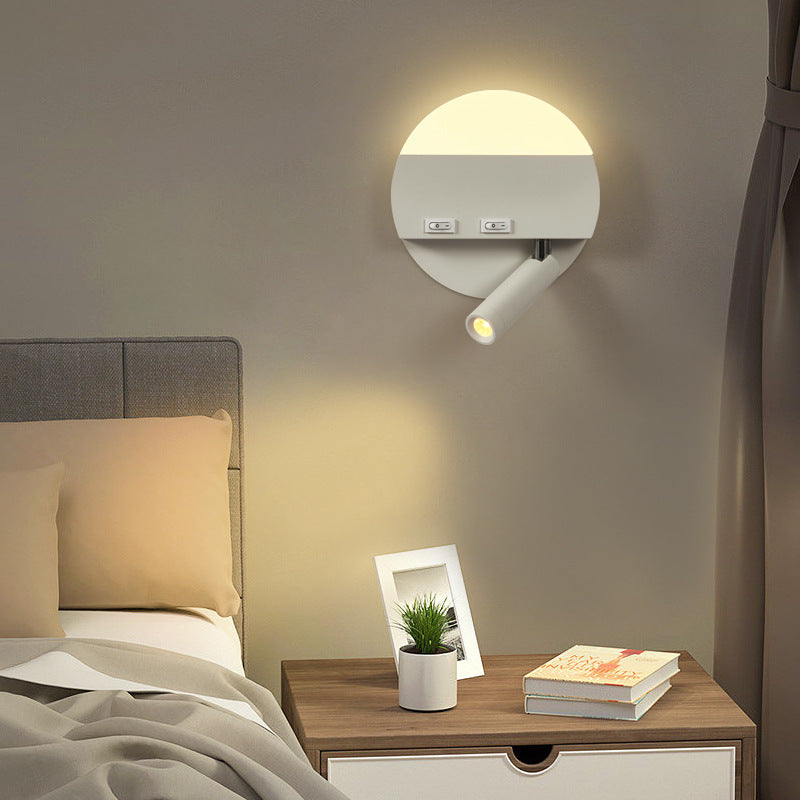 Moderne Einfachheit Eisen Aluminium Acryl Rund Quadrat Spotlight LED Wandleuchte für das Bett 