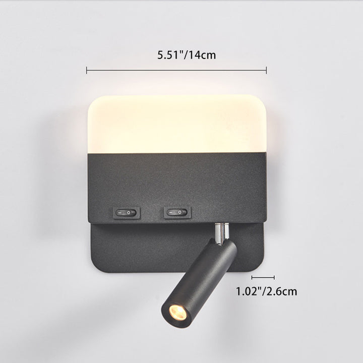Moderne Einfachheit Eisen Aluminium Acryl Rund Quadrat Spotlight LED Wandleuchte für das Bett 
