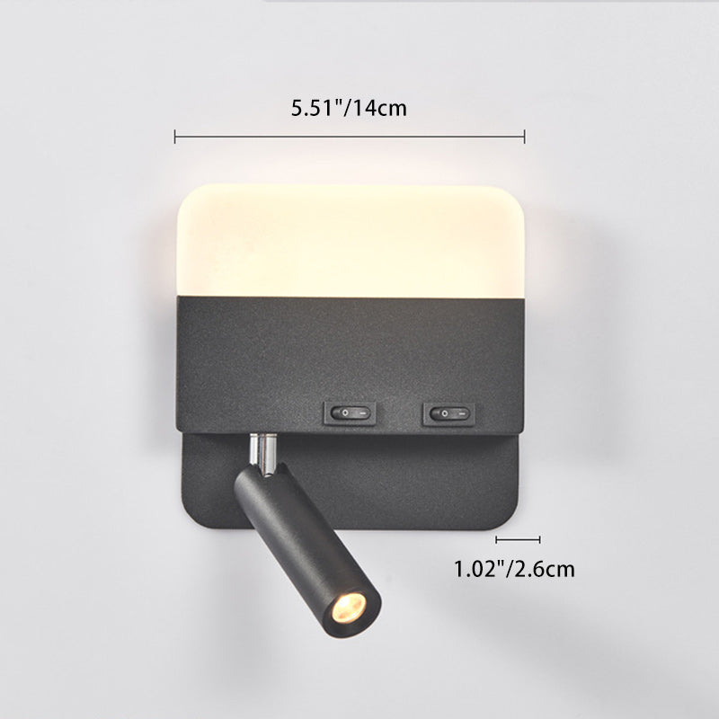 Moderne Einfachheit Eisen Aluminium Acryl Rund Quadrat Spotlight LED Wandleuchte für das Bett 