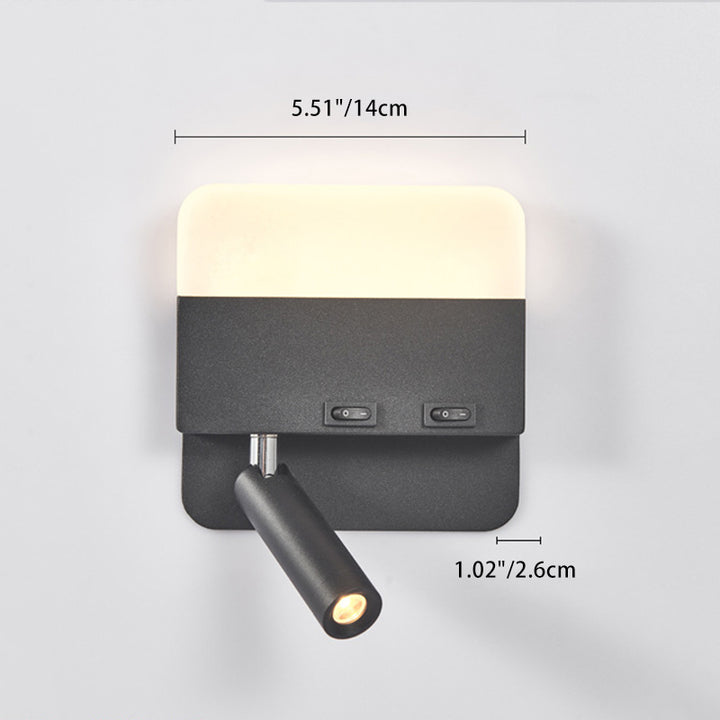 Moderne Einfachheit Eisen Aluminium Acryl Rund Quadrat Spotlight LED Wandleuchte für das Bett 