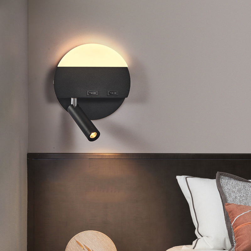 Moderne Einfachheit Eisen Aluminium Acryl Rund Quadrat Spotlight LED Wandleuchte für das Bett 