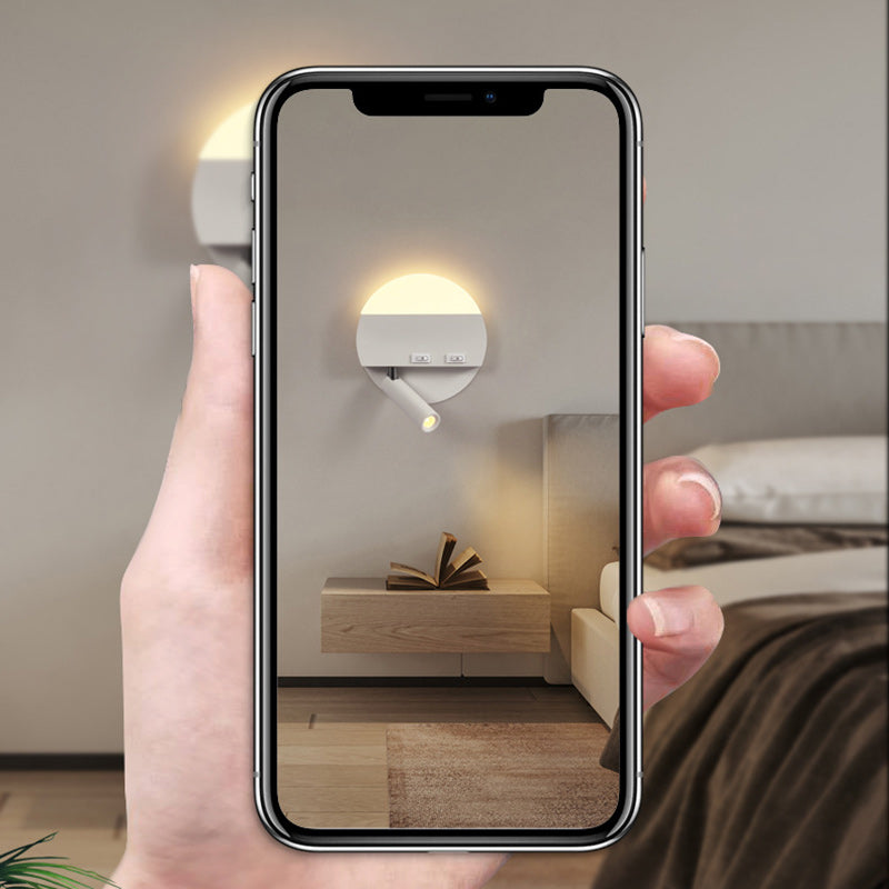 Moderne Einfachheit Eisen Aluminium Acryl Rund Quadrat Spotlight LED Wandleuchte für das Bett 