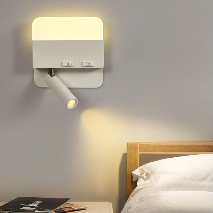 Moderne Einfachheit Eisen Aluminium Acryl Rund Quadrat Spotlight LED Wandleuchte für das Bett 