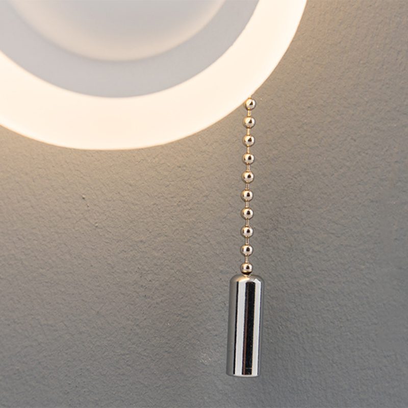 Lámpara de Aplique de Pared LED con Cable de Extracción Redondo de Hierro, Aluminio y Acrílico de Simplicidad Moderna para Cabecera 
