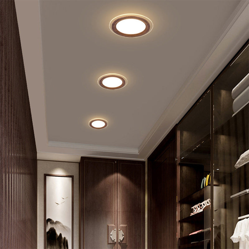 Plafonnier encastré LED en verre PMMA en aluminium rond traditionnel chinois pour salon 