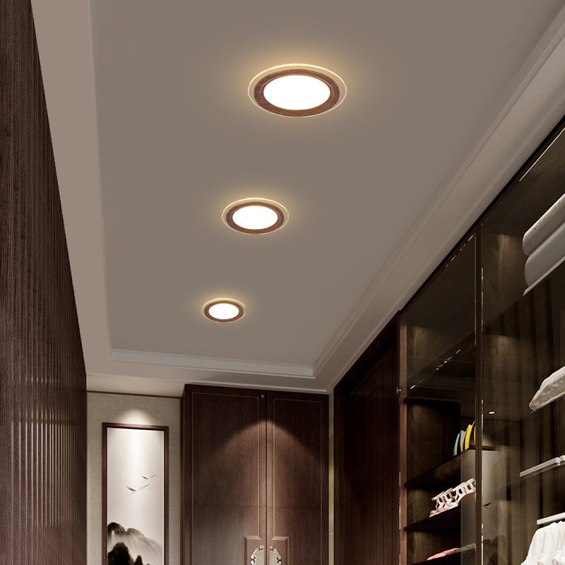Plafonnier encastré LED en verre PMMA en aluminium rond traditionnel chinois pour salon 