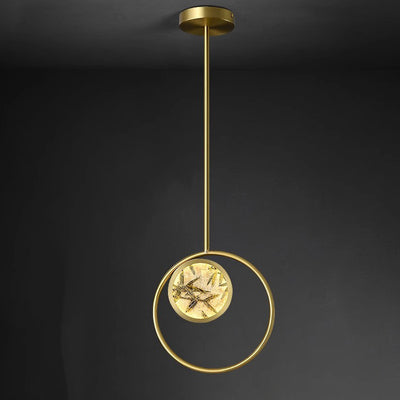 Lustre suspendu LED en verre émaillé en cuivre avec feuille de bambou elliptique ronde carrée traditionnelle chinoise pour chevet 