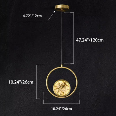 Lustre suspendu LED en verre émaillé en cuivre avec feuille de bambou elliptique ronde carrée traditionnelle chinoise pour chevet 