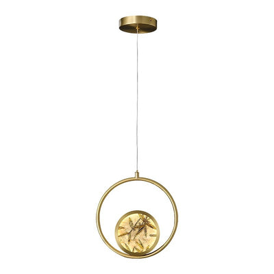 Lustre suspendu LED en verre émaillé en cuivre avec feuille de bambou elliptique ronde carrée traditionnelle chinoise pour chevet 