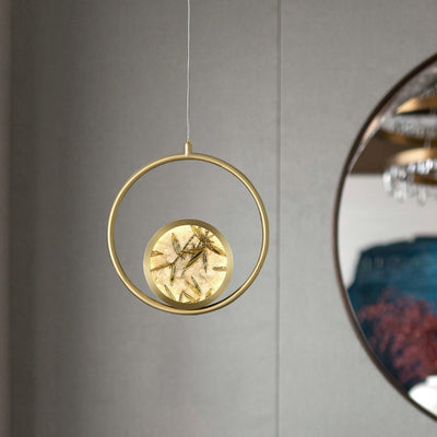 Lustre suspendu LED en verre émaillé en cuivre avec feuille de bambou elliptique ronde carrée traditionnelle chinoise pour chevet 