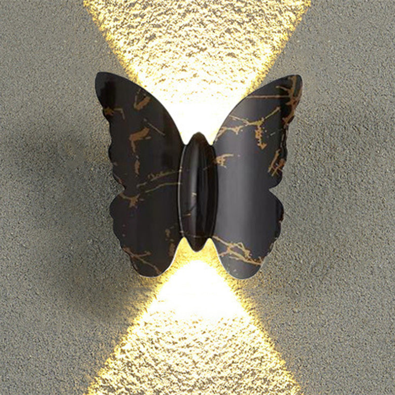 Applique murale LED en aluminium étanche et créative contemporaine avec papillon pour patio extérieur 