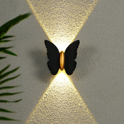 Applique murale LED en aluminium étanche et créative contemporaine avec papillon pour patio extérieur 