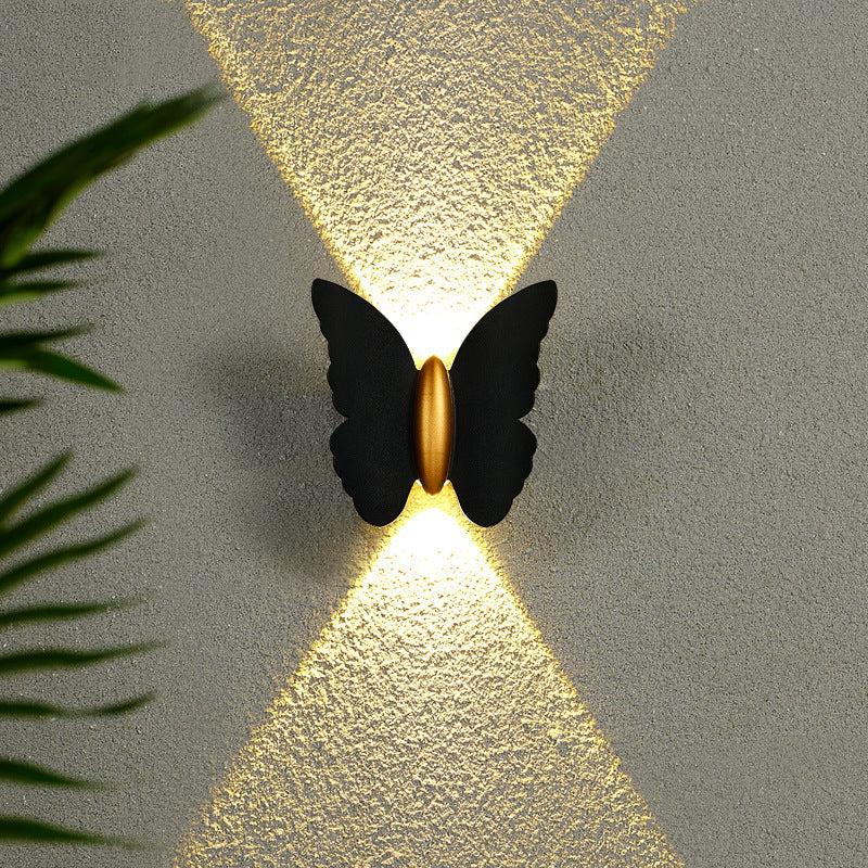 Applique murale LED en aluminium étanche et créative contemporaine avec papillon pour patio extérieur 