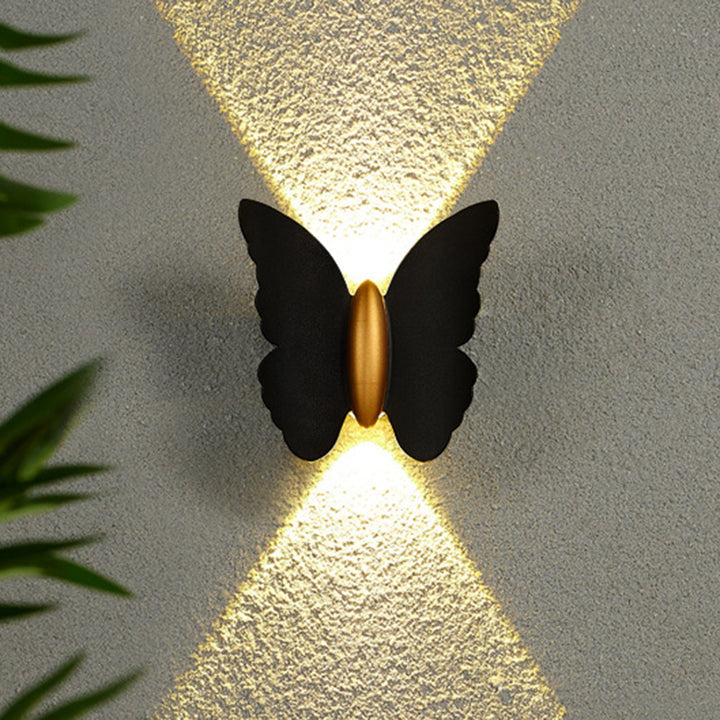 Applique murale LED en aluminium étanche et créative contemporaine avec papillon pour patio extérieur 