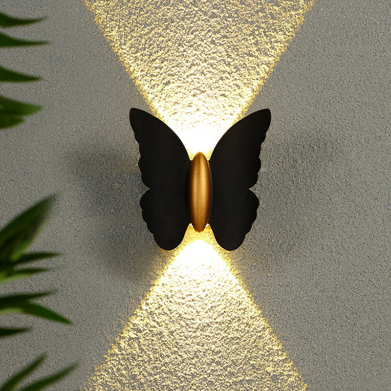 Applique murale LED en aluminium étanche et créative contemporaine avec papillon pour patio extérieur 