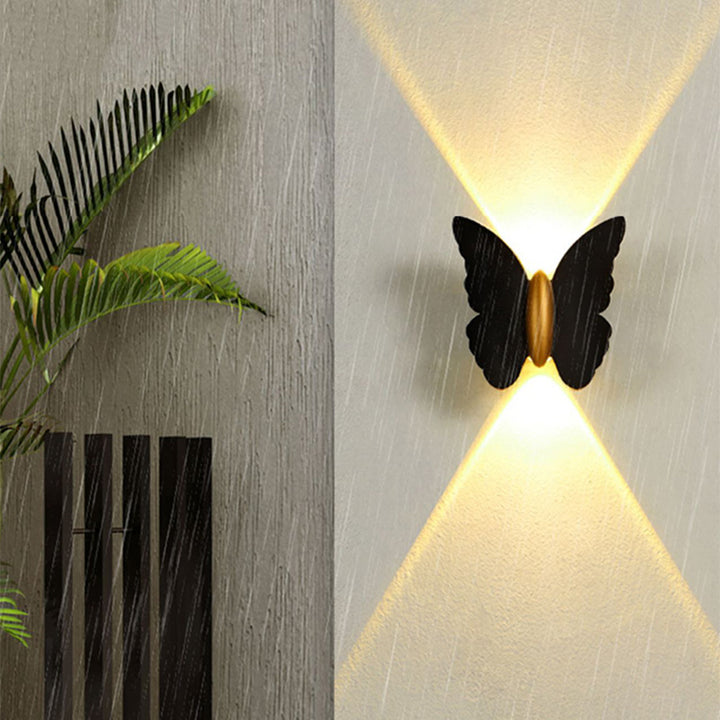 Applique murale LED en aluminium étanche et créative contemporaine avec papillon pour patio extérieur 