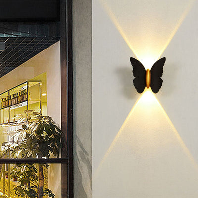 Applique murale LED en aluminium étanche et créative contemporaine avec papillon pour patio extérieur 
