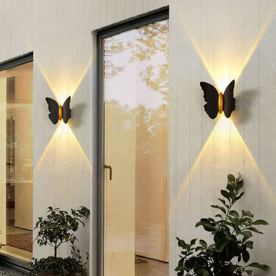 Applique murale LED en aluminium étanche et créative contemporaine avec papillon pour patio extérieur 