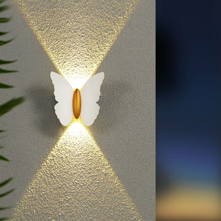 Applique murale LED en aluminium étanche et créative contemporaine avec papillon pour patio extérieur 