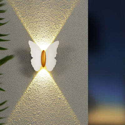 Applique murale LED en aluminium étanche et créative contemporaine avec papillon pour patio extérieur 