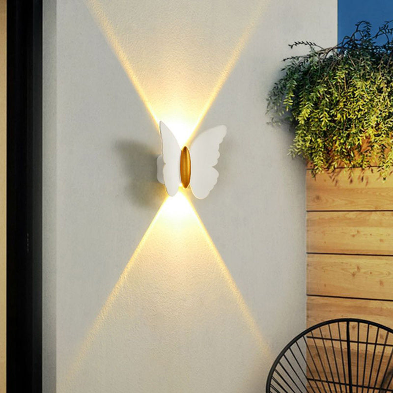 Applique murale LED en aluminium étanche et créative contemporaine avec papillon pour patio extérieur 