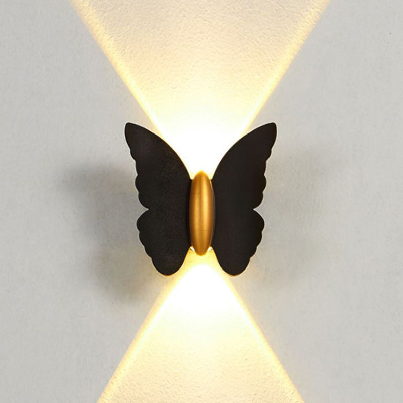 Applique murale LED en aluminium étanche et créative contemporaine avec papillon pour patio extérieur 