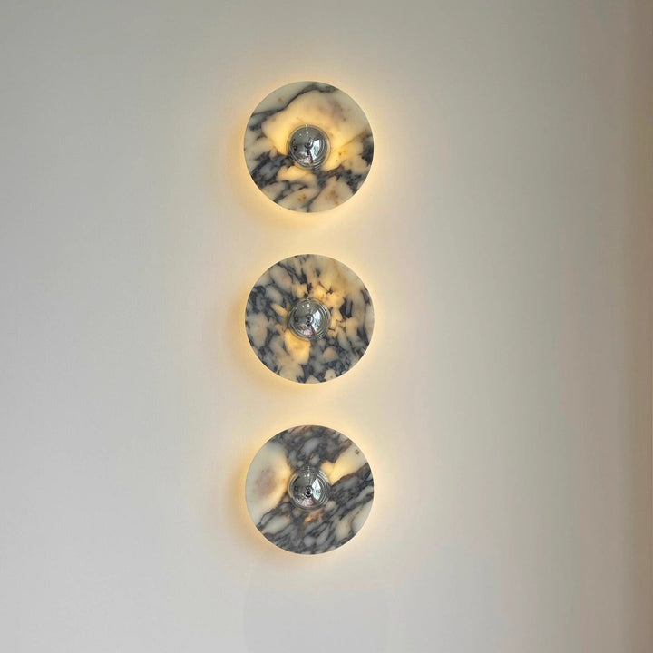 Applique murale LED en aluminium avec disque en marbre traditionnel français pour chevet 