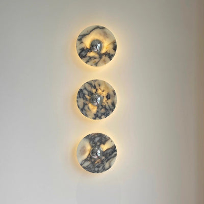 Traditional French Marble Aluminum Disc LED Wall Sconce Lamp For Bedside