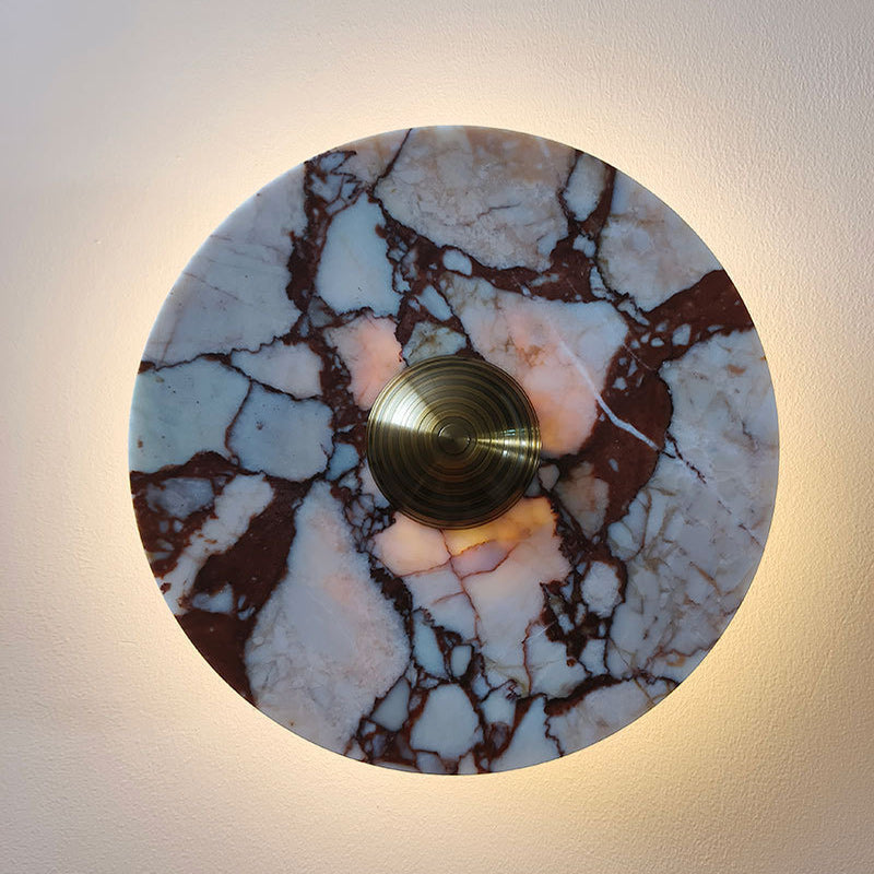 Applique murale LED en aluminium avec disque en marbre traditionnel français pour chevet 