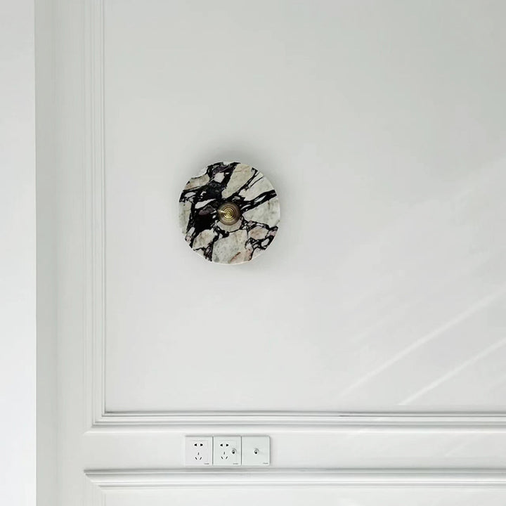Applique murale LED en aluminium avec disque en marbre traditionnel français pour chevet 