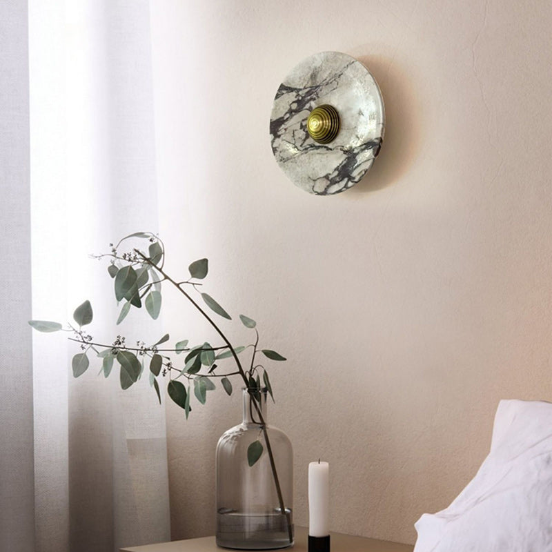 Traditionelle französische Marmor-Aluminium-LED-Wandleuchte für das Bett 