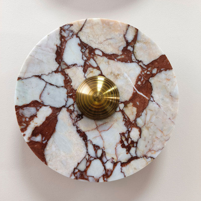 Applique murale LED en aluminium avec disque en marbre traditionnel français pour chevet 