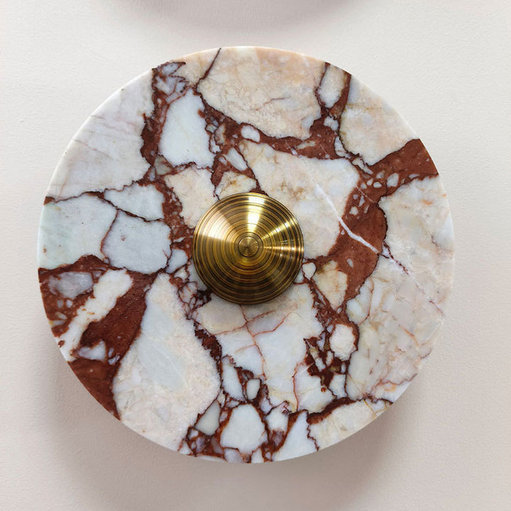 Applique murale LED en aluminium avec disque en marbre traditionnel français pour chevet 