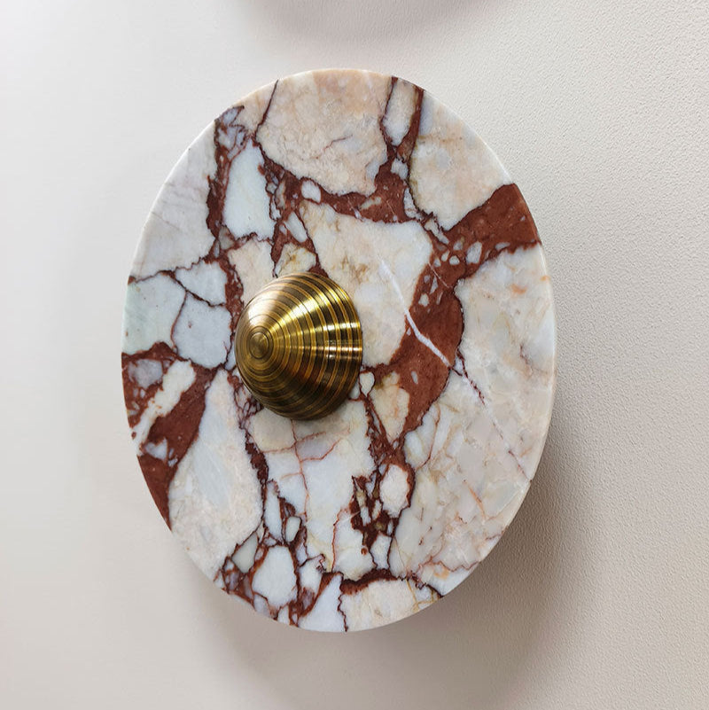 Applique murale LED en aluminium avec disque en marbre traditionnel français pour chevet 