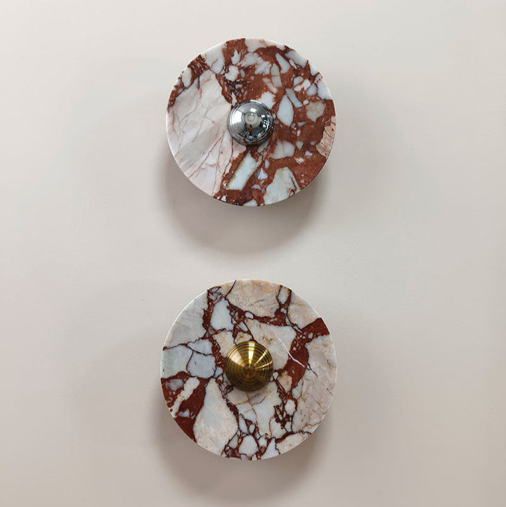Applique murale LED en aluminium avec disque en marbre traditionnel français pour chevet 