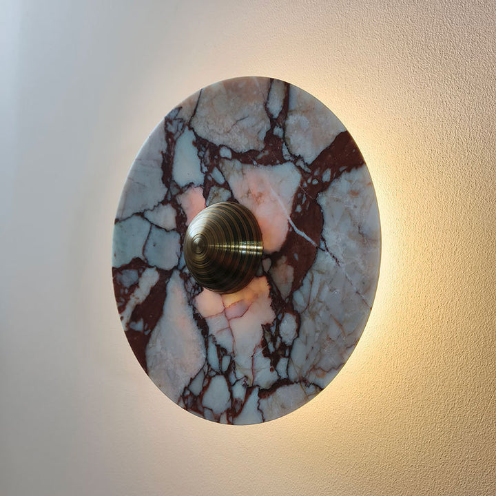 Applique murale LED en aluminium avec disque en marbre traditionnel français pour chevet 