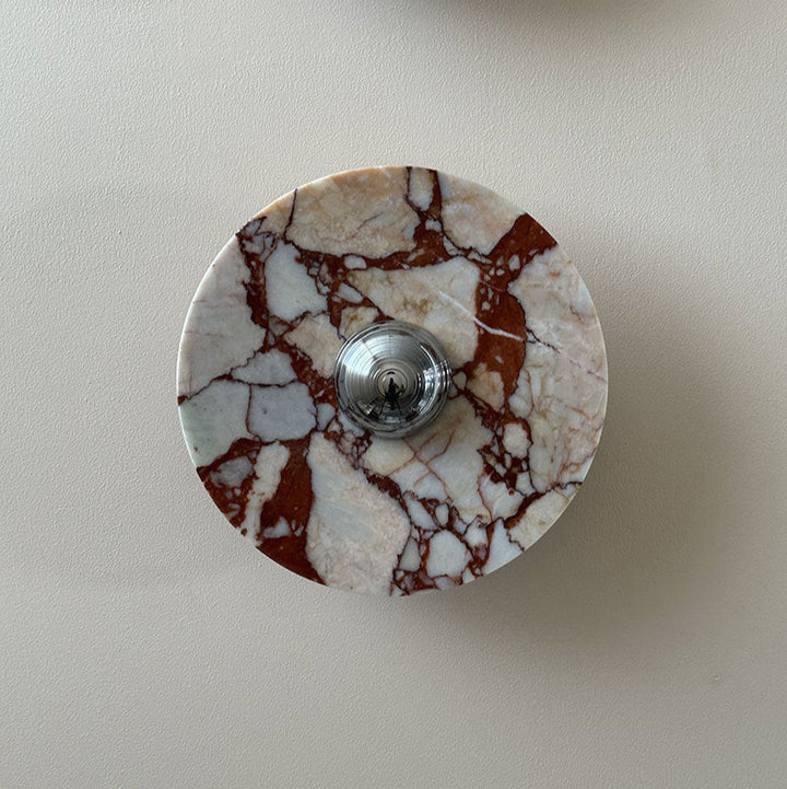 Applique murale LED en aluminium avec disque en marbre traditionnel français pour chevet 
