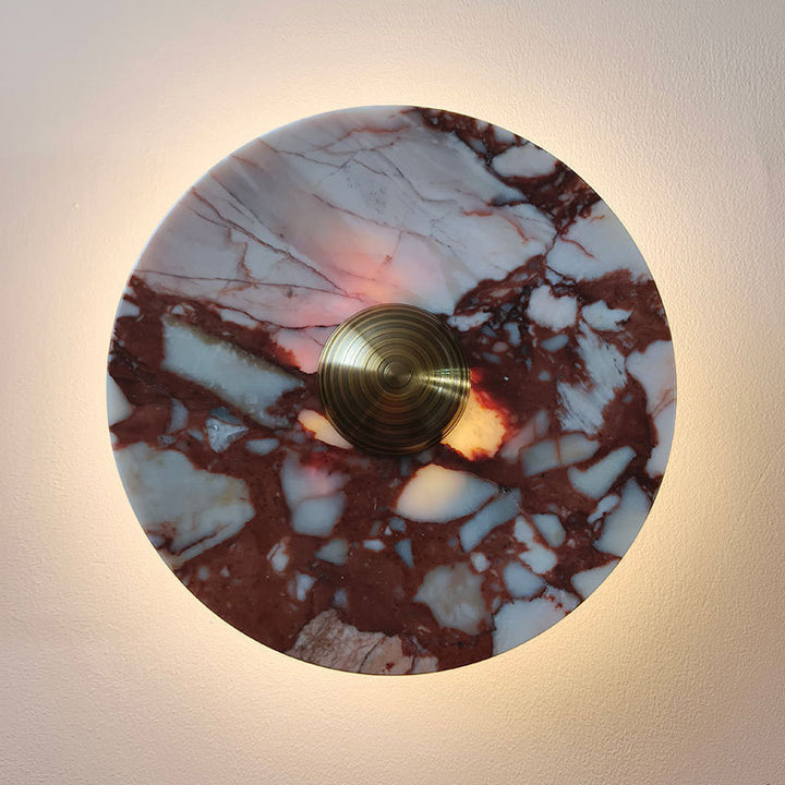 Applique murale LED en aluminium avec disque en marbre traditionnel français pour chevet 