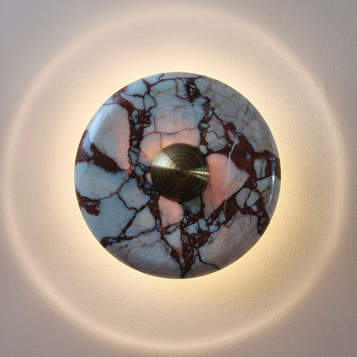 Applique murale LED en aluminium avec disque en marbre traditionnel français pour chevet 