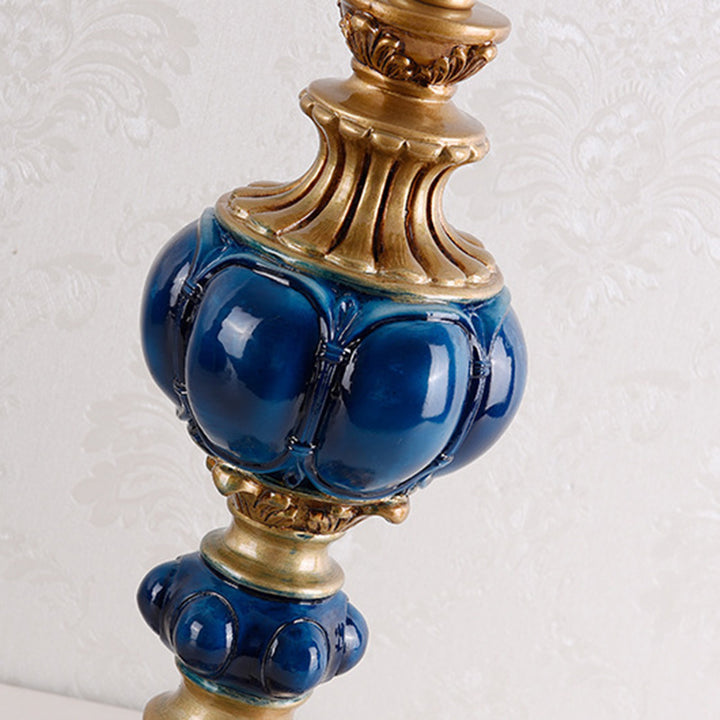 Lampe de table 1 lumière avec perles en dentelle de tissu en résine européenne traditionnelle florale pour chevet 