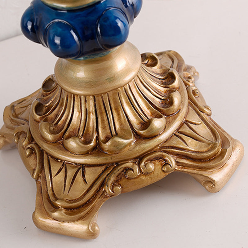 Lampe de table 1 lumière avec perles en dentelle de tissu en résine européenne traditionnelle florale pour chevet 