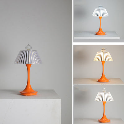 Lampe de table LED en acrylique ABS pétale conique rechargeable scandinave contemporaine pour chevet 